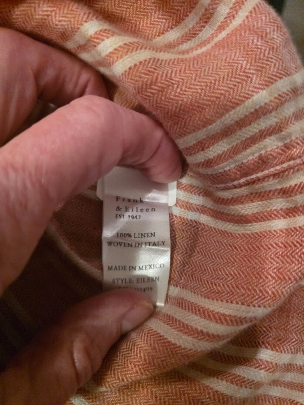 An EILEEN Orange and Cream Plaid, Flannel Linen Shirt - Picture 5 of 6